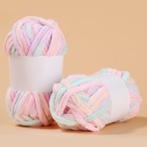New 50g/ball Ice Strip Thread Yarn Colorful Thick Coarse Wool Thread Anti-Pilling DIY Crochet Scarf Chenille Hand Knitting Yarn