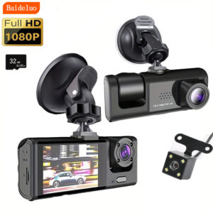 Dash Cam W/ IR Night Vision Loop Recording & 2″ IPS Screen 1080P 3 Camera ∩╝î DVR recorder, video recorder, Vehicle DVR
