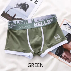Men Boxer Shorts Panties Cotton Underwear Black Green XL 2XL 3XL Letter Belt Breathable Soft Fashion Sports