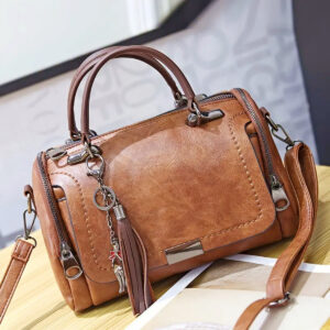 Yogodlns Tassel Decor Handbag, Women’s Large Capacity Shoulder Bag, Fashion Zipper Crossbody Bag With Removable Strap