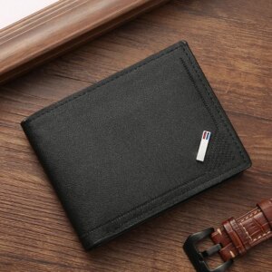 Men’s Short Frosted Leather Wallet, Multi-Slot Coin Pocket Photo Holder Small Men’s Wallet
