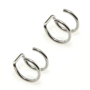 2Pcs 316L Stainless Steel Fake Ear Piercing Jewelry, Clip on Ear Cuffs Fake Lip Ring Non Piercing Labret Rings for Women Men