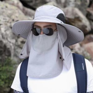 Men’s Summer Fisherman Hat Large Shawl Breathable Sun Protection Outdoor Mountaineering Hat Fishing Camping Hiking Leisure Hat