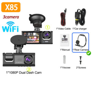 3-Channel Car DVR 1080P Dash Cam for Cars WIFI APP Video Recorder Dual Len Dashcam Rear View Camera for Vehicle Car accessory