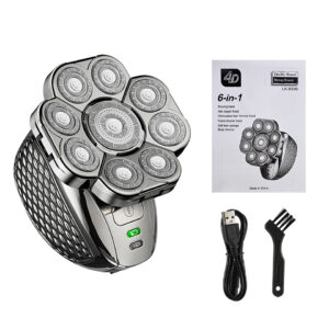 Men Grooming Kit 9 Cutter Floating Head Electric Razor Multifunction Shavers USB Rechargeable Wet/Dry 6 In 1 Bald Head Shavers