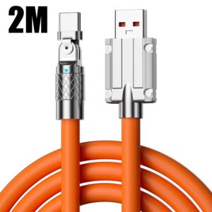 1/1.5/2m 180 Degrees Rotatable Type-C Data Cable 120W 6A Fast Charging Line for Android Safe Durable Phone Accessories