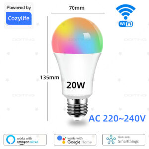 WiFi E27 Smart Dimmable Bulb RGBCW Colorful 220V 15W 20W LED Light App Adjust Dimmable Support Alexa Google Home Voice Control
