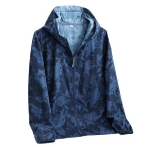 New Fashionable Men’s Summer Camouflage Hooded Long-Sleeved Zipper Sun Shirt Moisture Absorption Breathable Comfortable Tops