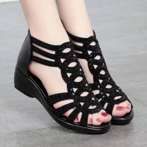 Soft Leather Roman Sandals Women 2023 Summer New Soft Sole Outwear Women’s Wedge Shoes Fashion Casual Designer Shoe Ladies
