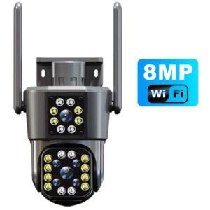 12MP 6K HD WiFi IP Camera Three Screens PTZ Camera Outdoor Ai Tracking 4K CCTV Video Surveillance Cam Smart Security Protection