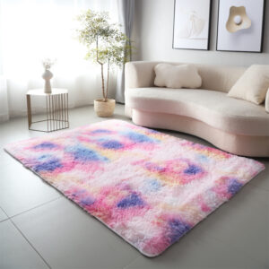 Tie Dye Gradient Carpet Home Soft Non-Slip Living Room Tea Table Mat Girls Bedroom Decorative Blanket Plush Washable Floor Mat