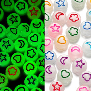 St.kunkka 100pcs 6.5mm Mixed Color Luminous Letter Beads Acrylic Loose Necklace Bracelet Production