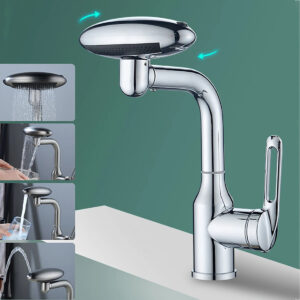 Multi Functional Waterfall Basin Faucet 4 Water Outlet Mode Spray Faucet 360┬░Rotation,Hot Cold Water Sink Mixer Tap For Bathroom