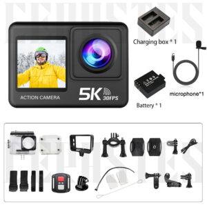 CERASTES Action Camera 5K 4K 60FPS WiFi Anti-shake Dual Screen 170┬░ Wide Angle 30m Waterproof Sport Camera with Remote Control
