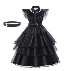 Wednesday Addams Cosplay Dress for Girl Kids Movie Wednesday Cosplay Costumes Black Gothic Dresses Halloween Party Women Clothes