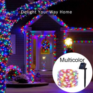 Outdoor Solar Fairy String Lights, 300/200/100/50 LEDs Copper Silver Wire Garland, Waterproof 8 Modes for Christmas Wedding