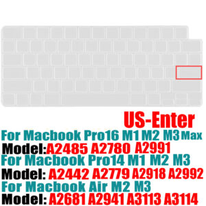 Compatible keyboard cover for 2022 MacBook Air 13.6 m2 A2681/2021 2023 MacBook Pro14 16 M1 A2442 A2485 A2779 A2780 with touch ID