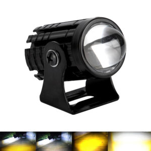 Mini LED Motorcycle Spotlights Waterproof Universal Yellow White Two-Color Small Steel Gun Motorcycle Headlight LED Lamp 9-85V