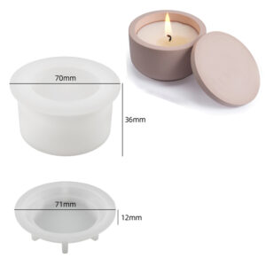 Concrete Candle Jar Silicone Mold DIY Handmade Round with lid Plaster Epoxy Resin Storage Box Casting Molds Home Decor Supplies