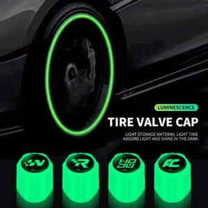 4Pcs Luminous Car Tire Valve Caps Fluorescent Night Glow Decor For Volkswagen Golf 4 5 6 7 Bora MK7 Beetle Touran GTI R Line