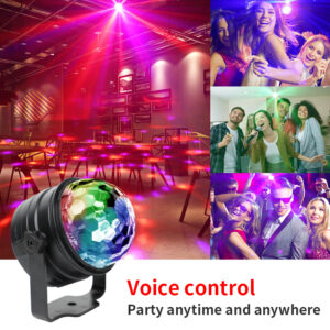 HCWE USB MINI Magic Ball Sound Control Led Lighting Carrying Bracket Disco Car UV Atmosphere Light Decoration Family Party Light