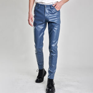 Men’s Leather Pants Skinny Fit Stretch Fashion PU Leather Trousers Nightclub Party & Dance Pants Thin
