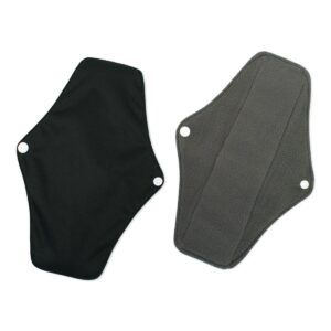 2pc Charcoal Menstrual Pads Sanitary Napkins Regular Flow Daytime Use Absorbent Waterproof Washable Reusable Sanitary Pads