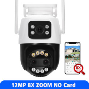 12MP 6K Wifi Camera 8X Zoom Dual Screen Ai Human Detect Auto Tracking CCTV Outdoor 8MP 4K Security Surveillance Camera iCSee