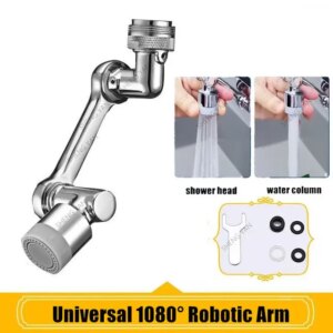 1080┬░ Rotating Splash Filter Metal Faucet Extender Dual Mode Kitchen Faucet Bubbler Splash Nozzle Robotic Arm Kitchen accessory