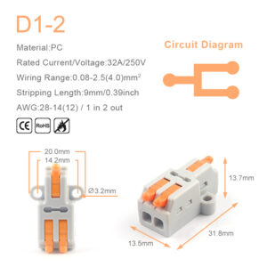 10PCS Universal Compact Wire Connector Splitter Quick Electrical Cable Splice Terminal Block For 28-12AWG Small Wiring Connector