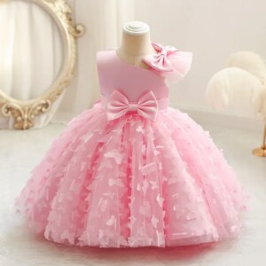 Flower Girl Dress for Wedding 1 to 5 Years Birthday Party Princess Dress One-shoulder Cute Prom Tutu Gown Mesh Baby Dresses