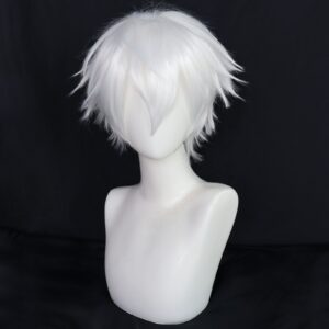 Synthetic Universal Short Cosplay Wig Silver Red Pink Blonde Grass Green Black Straight Men’s Wig for Halloween Cosplay