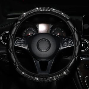 Skin Sense Three-dimensional Artificial Sheepskin Diamond Flash Car without Inner Ring Steering Wheel Cover Fits 14.5-15 Inches
