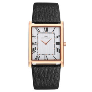 IBSO Ultra-Thin Rectangle Dial Men’s Quartz Watch Luxury Business Style Genuine Leather Strap Waterproof New Men WristWatches