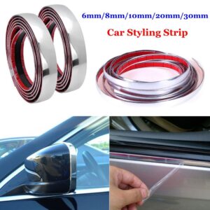 Auto Styling Anti-Collision Exterior Interior Edge Guard Sticker Bumper Decor Strip Protector Trim Tape Chrome Plate