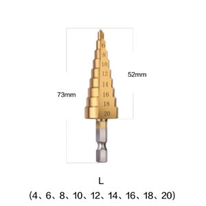 1/4″ Hex Shank Step Drill Bit 4-12mm/4-20mm/4-32mm Cone Titanium Coated Metal Hole Cutter HSS High Speed Steel Quick Change