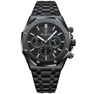 BINBOND Quality Men Watch Luxury High Man Quartz Wristwatch Waterproof Luminous Date Stainless Steel Men’s Watches Casual Clock