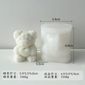 DIY Bear Hug Flower Silicone Candle Molds 3D Cute Bear Hug Love Soap Plaster Cement Resin Crafts Make Mold Home Decor Gift