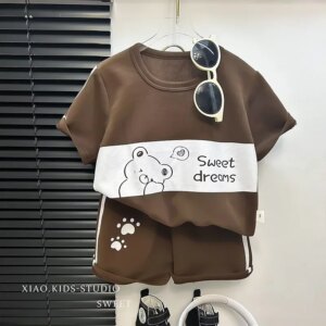 Kids Clothes Cotton Set Short Sleeve Suit Baby Girls Boys Set Summer Tops +short Children’s Wear 2024 New