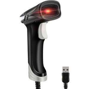 JRHC Barcode Scanner,USB Wired QR Bar Code Scanner 2D Handheld Inventory Scanner Automatic UPC EAN Reader Library Book Scanner