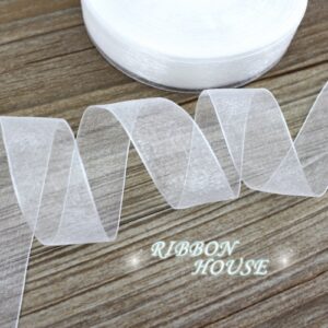 (50 yards/roll) Organza Ribbon Wholesale gift wrapping decoration Christmas silk ribbons lace fabric 12/15/20/25/40/50mm