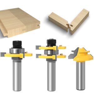 3 Pc 12mm 1/2 Shank Router Bit 1Pc 45 Degree Lock Miter Route Set A