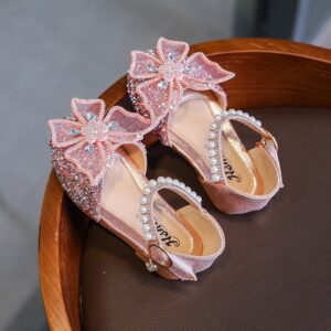 Baby Korean Style Girl Bow Princess Shoes Sandals For Girls Sequin Dance Performance Shoes