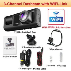 3Channel WiFi APP Dash Cam for Cars Camera Car Dvr 1080P Video Recorder Rear View Camera for Vehicle Black Box Car Accessory