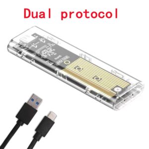 M.2 NVME PCIe NGFF SATA Dual Protocol SSD Case Clear USB Type C 10Gbps PCI-E M2 SSD Transparent External Enclosure Hard Disk Box