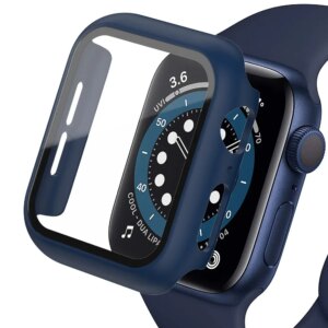 Glass+Matte Watch Cover for Apple Watch 9 8 7 6 Case 45 41 44 40mm 42mm 38mm Bumper+Screen Protector for Iwatch SE 5 4 3 2 cover