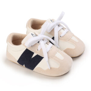 Fashionable baby shoes for spring and autumn casual baby lace up sports shoes rubber soles anti slip comfortable walking shoes