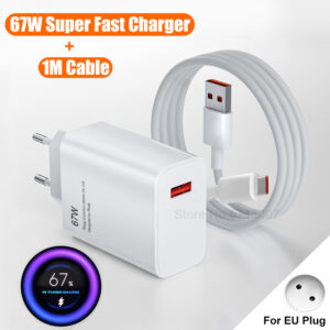67W Fast Charging USB Charger for Xiaomi Mi 13T 13 14 Ultra Redmi Note 13 12 11 Poco F6 X6 M6 Pro USB Type C Cable Accessories