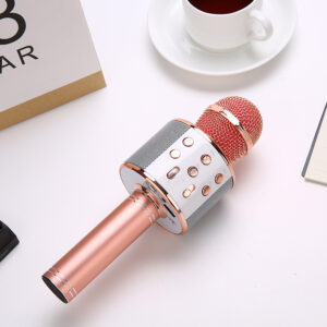 WS858 Karaoke Microphone for Kids Singing 5 in 1 Wireless Bluetooth Microphone with LED Lights Machine Portable Mic Speaker