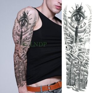 Waterproof Temporary Tattoo Sticker Anubis Ancient Egypt Greece Zeus Eye Full Arm Fake Tatto Flash Tatoo Sleeve for Men Women